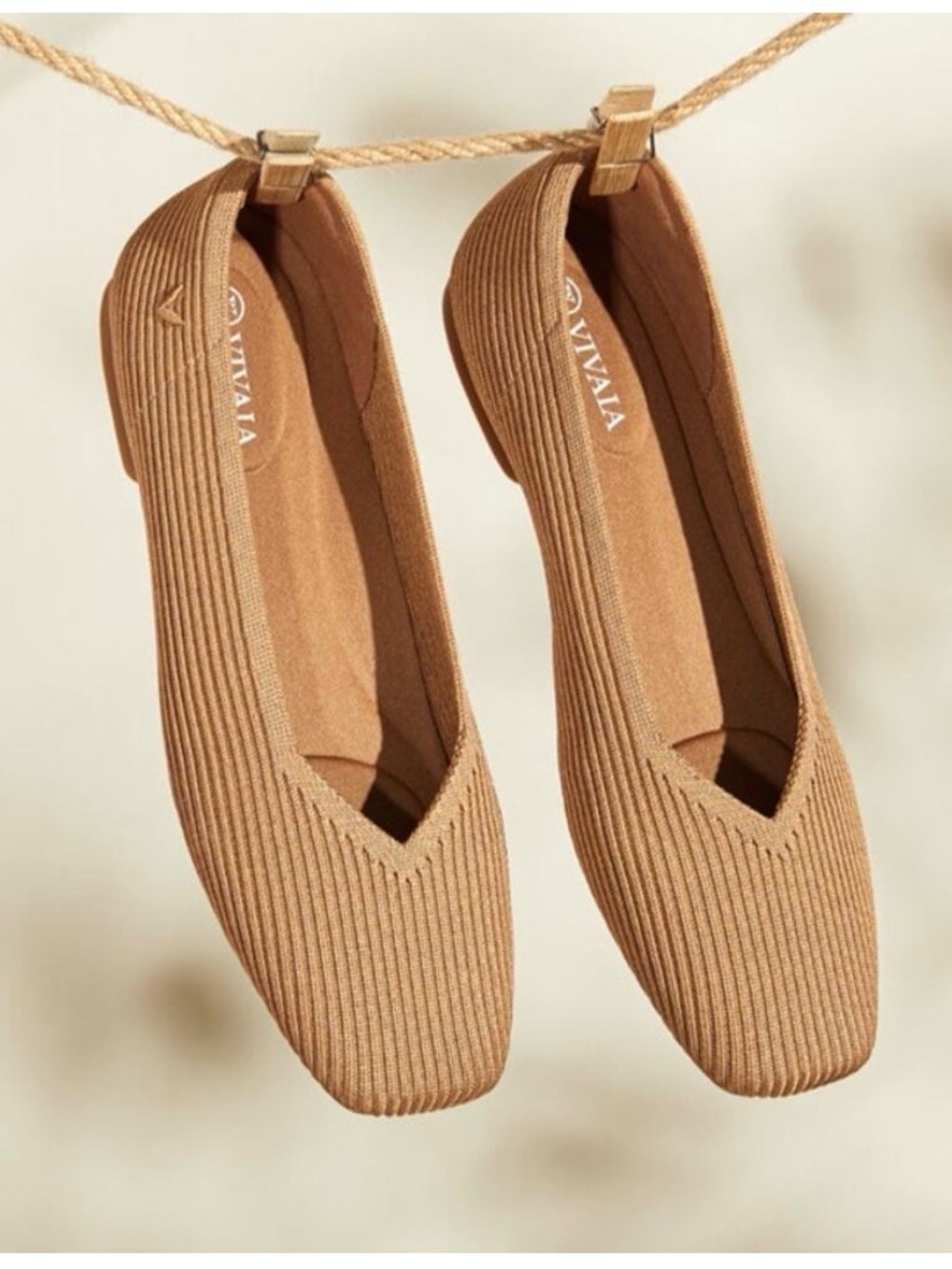 VIVAIA Margo Square Toe V-Cut Ballet Flats NWOT